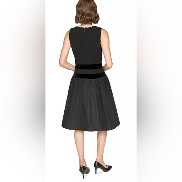 KARL LAGERFELD PARIS Women's Drop-Waist Velvet-Trim‎ Dress Size 2 - Picture 2 of 12